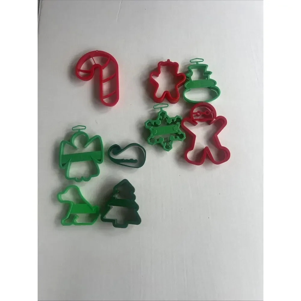 Vintage Set of 9 Plastic Assorted Christmas Holiday Cookie Cutters